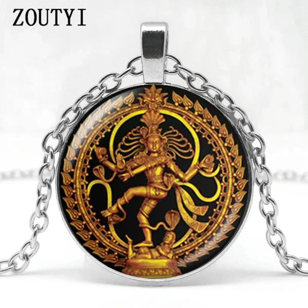 Necklace Destroyer Dance Lord Shiva Pendant Glass Buddhist Necklace Indian God Spirit Amulet Necklace - Image 3