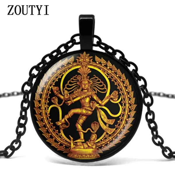 Necklace Destroyer Dance Lord Shiva Pendant Glass Buddhist Necklace Indian God Spirit Amulet Necklace - Image 2
