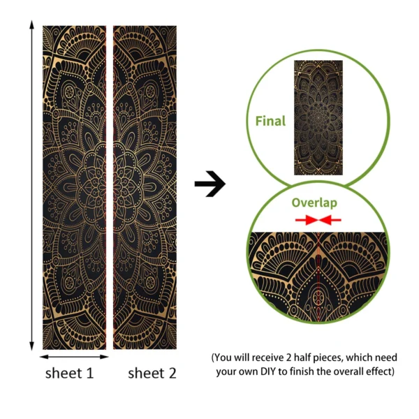 Door sticker PVC mural Living room Bedroom Bohemian Mandala Indian style waterproof sticker - Image 2