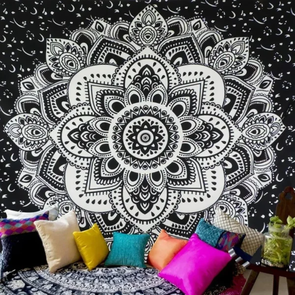 Polyester Mandala Print Tapestry Wall Hanging Carpet Throw Yoga Beach Mat Blanket Large Sleeping Pad Wall Art Tapestry Decor - Image 2