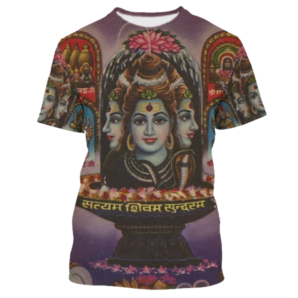 3D Hindu God T-Shirt - Vintage Graphic Tee for Men (Shiva, Ganesha, Hanuman) - Image 4