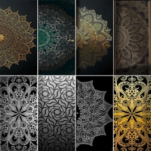 Door sticker PVC mural Living room Bedroom Bohemian Mandala Indian style waterproof sticker