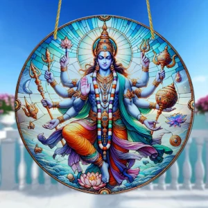 Vishnu Wall Hanging – Hindu Sun Catcher Religious Acrylic Decor