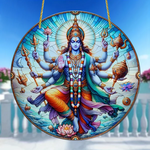 Vishnu Wall Hanging – Hindu Sun Catcher Religious Acrylic Decor
