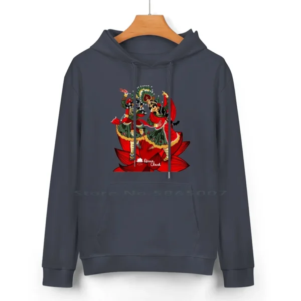 Radha Krishna Peacock Dance Hoodie - 100% Cotton Vedic Sweater (24 Colors) - Image 2