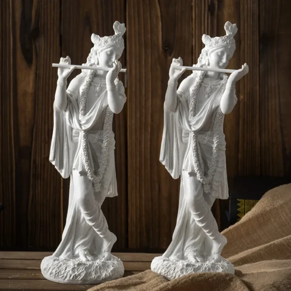 Vilead Resin White Krishna Statue Hindu God Love Divine Sculpture Hinduism Meditating Figurines Home Decoraiton Yoga Room Decor - Image 5