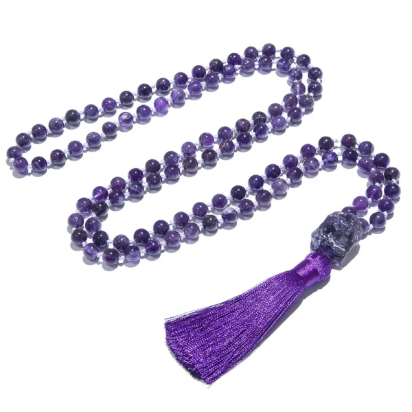 Prayer Necklace Natural Stones | Natural Amethyst Stones | Mala 108 Amethyst Beads - 8mm - Aliexpress - Image 4