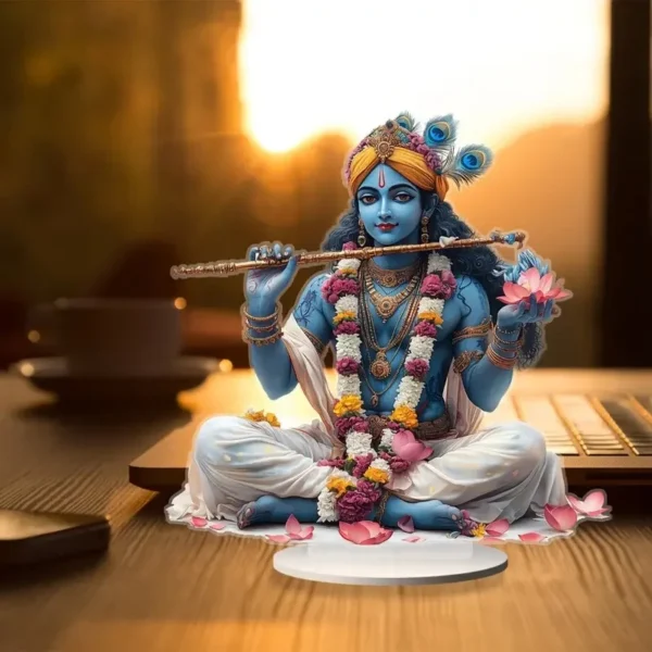 Hinduism Religion Krishna 2D Flat Acrylic Stand Table Decoration,Home,Office,Cafe,room,Studio,Desktop Ornament Sign Gift - Image 3