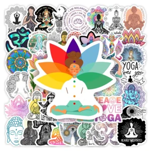 Yoga Stickers Meditation OM Buddha DIY Hobby Toy Gift Waterproof Decal for Scrapbook Phone Luggage Laptop Bottles Decorative