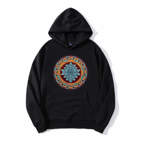 Sri Yantra Mandala Hoodie - Spiritual Yoga Meditation Sweatshirt for Men & Women