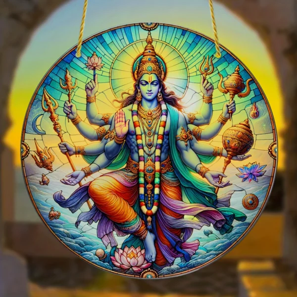 Vishnu Wall Hanging – Hindu Sun Catcher Religious Acrylic Decor - Image 3