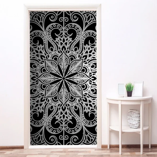 Door sticker PVC mural Living room Bedroom Bohemian Mandala Indian style waterproof sticker - Image 5