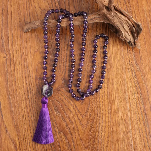 Prayer Necklace Natural Stones | Natural Amethyst Stones | Mala 108 Amethyst Beads - 8mm - Aliexpress