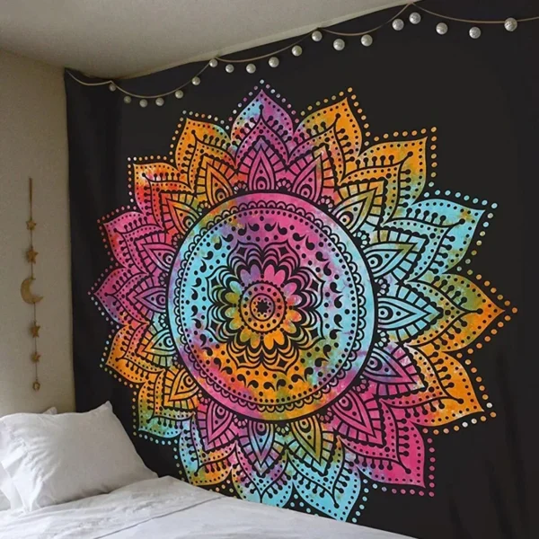 Polyester Mandala Print Tapestry Wall Hanging Carpet Throw Yoga Beach Mat Blanket Large Sleeping Pad Wall Art Tapestry Decor - Image 3