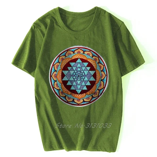 Sacred Sri Yantra Mandala T-Shirt | Spiritual Yoga & Meditation Wear | Unique Hare Krishna Inspired Unisex Tee - Hare Krishna - Image 2
