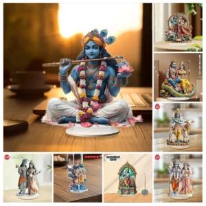 Hinduism Religion Krishna 2D Flat Acrylic Stand Table Decoration,Home,Office,Cafe,room,Studio,Desktop Ornament Sign Gift