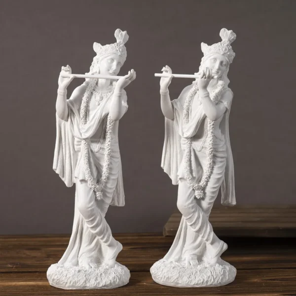 Vilead Resin White Krishna Statue Hindu God Love Divine Sculpture Hinduism Meditating Figurines Home Decoraiton Yoga Room Decor - Image 2