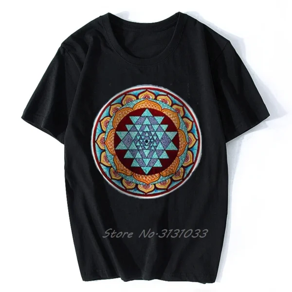 Sacred Sri Yantra Mandala T-Shirt | Spiritual Yoga & Meditation Wear | Unique Hare Krishna Inspired Unisex Tee - Hare Krishna