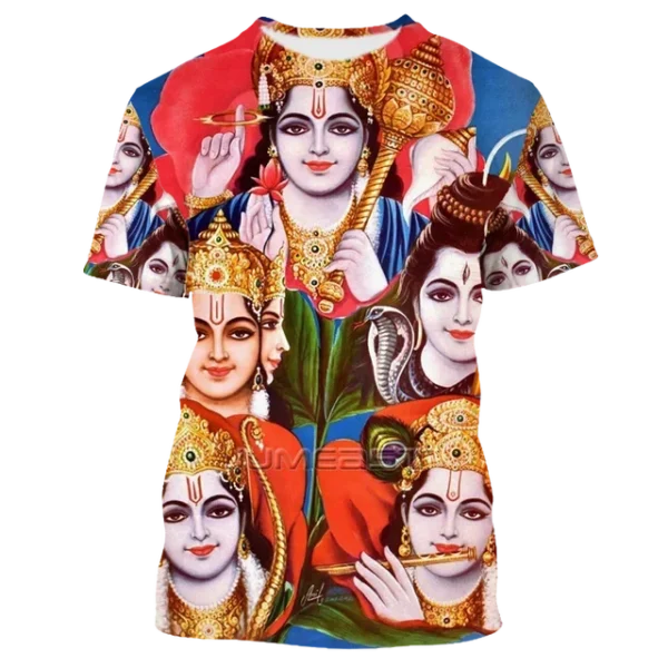 3D Hindu God T-Shirt - Vintage Graphic Tee for Men (Shiva, Ganesha, Hanuman) - Image 5