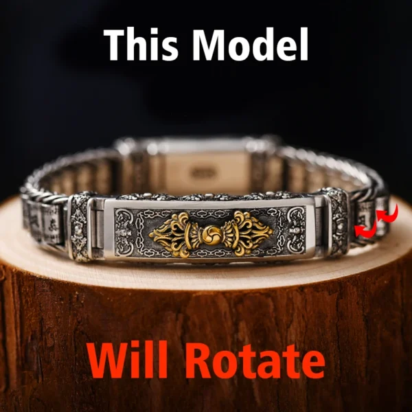 Handmade Creative Lucky Buddhist Scripture Bracelets Men Turn Beads Retro Six-character Mantra Jewelry - Image 4