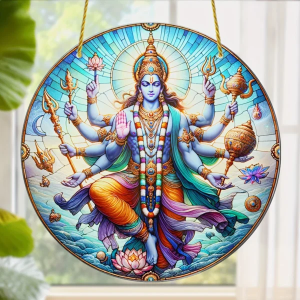 Vishnu Wall Hanging – Hindu Sun Catcher Religious Acrylic Decor - Image 4