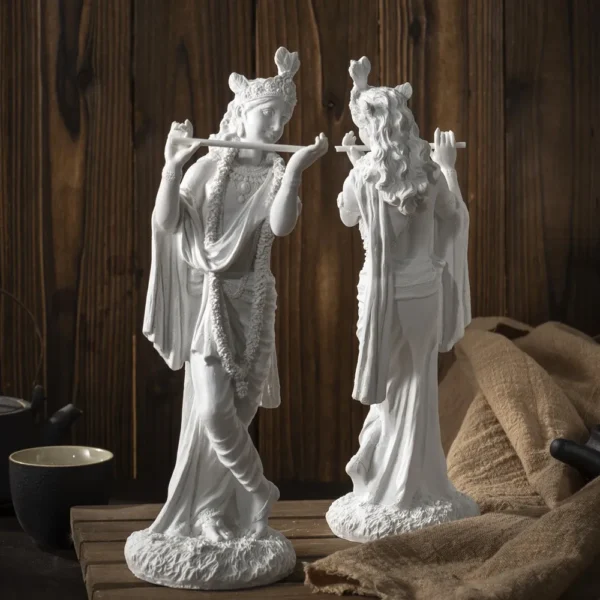 Vilead Resin White Krishna Statue Hindu God Love Divine Sculpture Hinduism Meditating Figurines Home Decoraiton Yoga Room Decor - Image 6