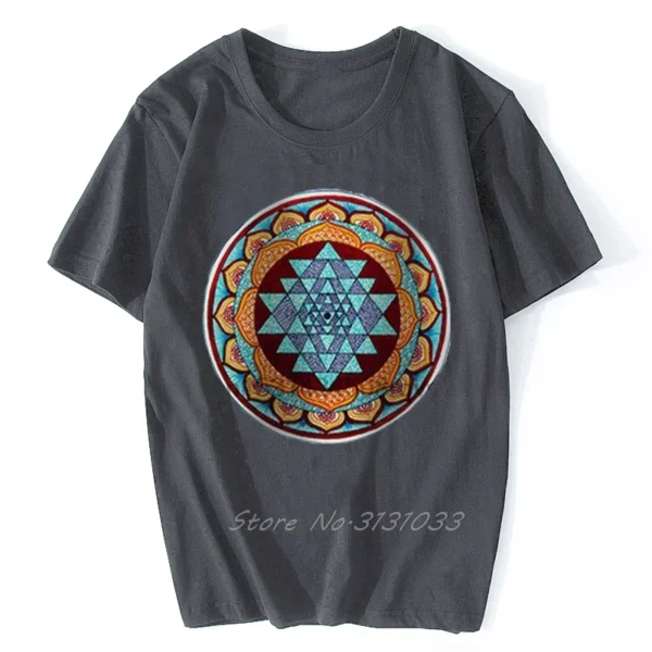 Sacred Sri Yantra Mandala T-Shirt | Spiritual Yoga & Meditation Wear | Unique Hare Krishna Inspired Unisex Tee - Hare Krishna - Image 3