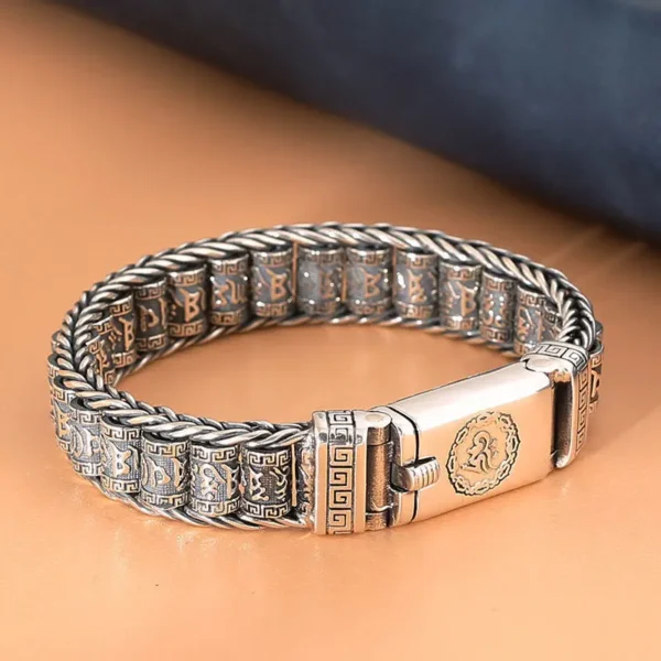Handmade Creative Lucky Buddhist Scripture Bracelets Men Turn Beads Retro Six-character Mantra Jewelry
