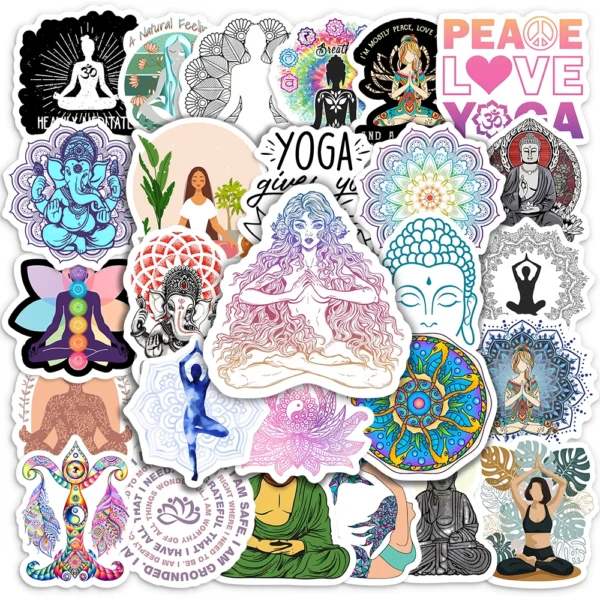 Yoga Stickers Meditation OM Buddha DIY Hobby Toy Gift Waterproof Decal for Scrapbook Phone Luggage Laptop Bottles Decorative - Image 2