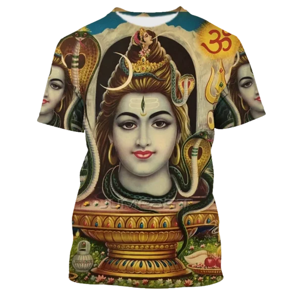 3D Hindu God T-Shirt - Vintage Graphic Tee for Men (Shiva, Ganesha, Hanuman) - Image 2